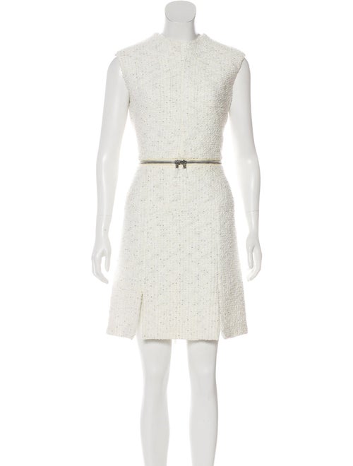 Alexander McQueen Sleeveless Tweed Dress White