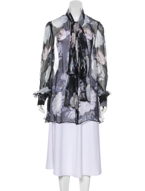 Alexander McQueen Sheer Silk Blouse Black