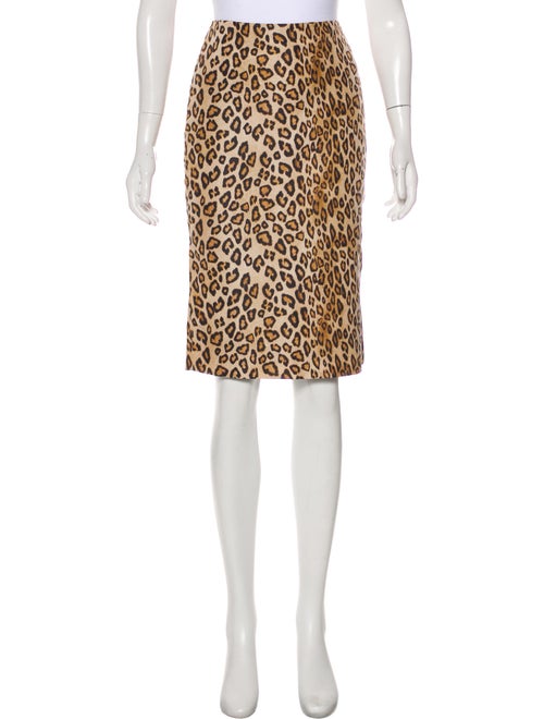 Alexander McQueen Leopard Print Silk Skirt Tan