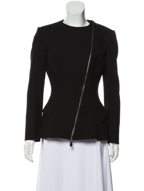 Alexander McQueen Wool Collarless Blazer Black
