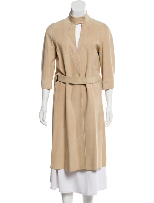 Alexander McQueen Suede Long Coat Beige