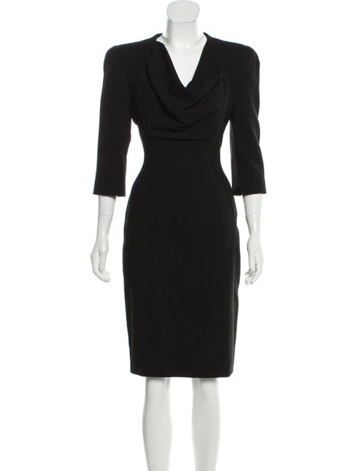 Alexander McQueen Wool Midi Dress Black