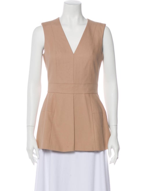 Alexander McQueen Sleeveless Peplum Top Tan