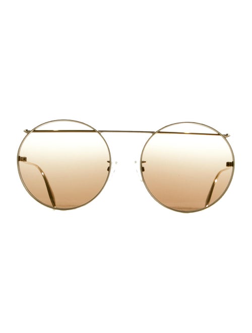 Alexander McQueen Round Metal Sunglasses Gold