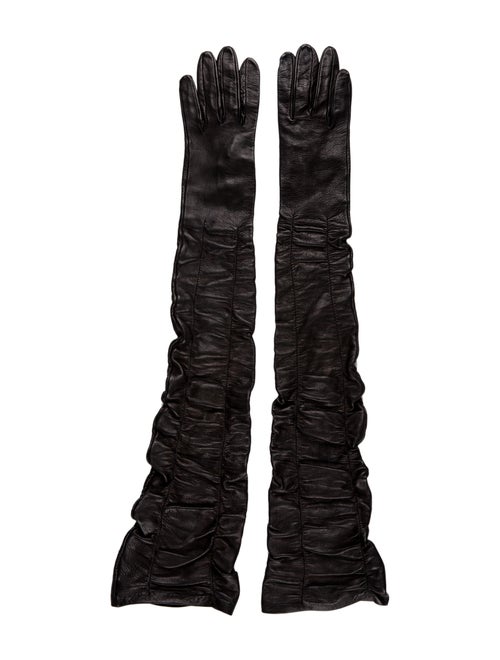 Alexander McQueen Leather Ruched-Accented Gloves B