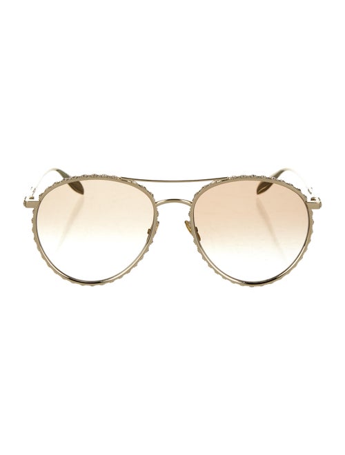 Alexander McQueen Aviator Gradient Sunglasses Gold