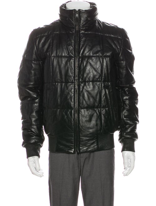 Alexander McQueen Leather Puffer Coat Black