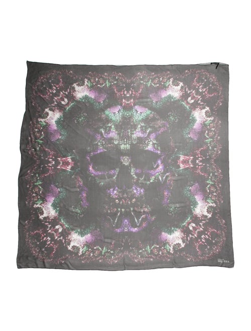 Alexander McQueen Silk Abstract Print Scarf Black