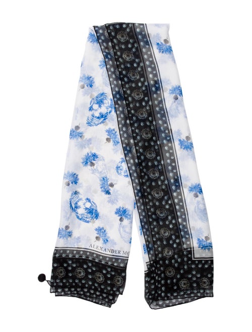 Alexander McQueen Printed Silk Scarf White