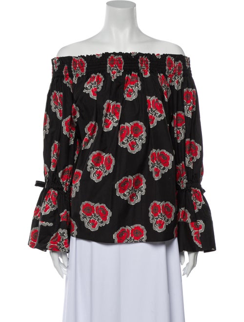 Alexander McQueen Floral Print Off-The-Shoulder Bl