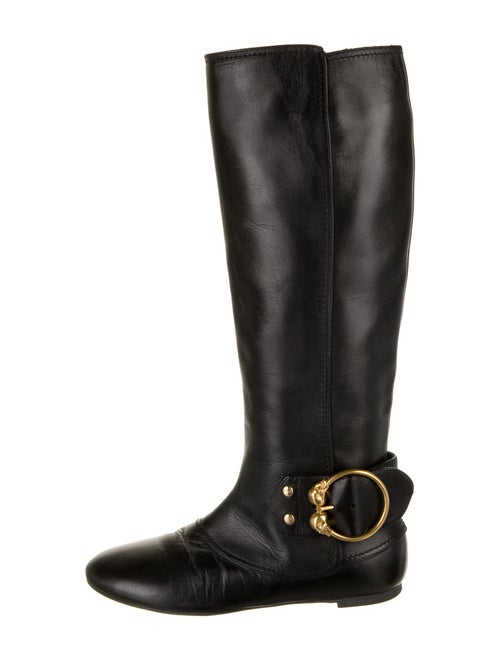 Alexander McQueen Leather Riding Boots Black