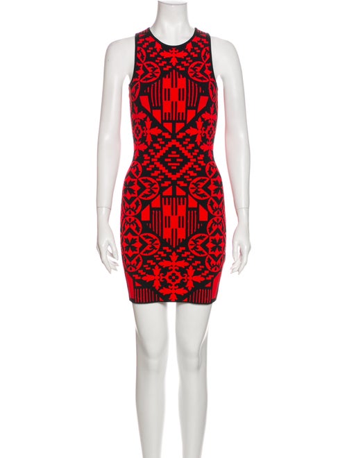 Alexander McQueen Printed Mini Dress Red