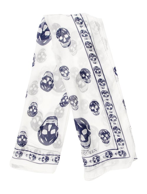 Alexander McQueen Skull Silk Scarf Navy