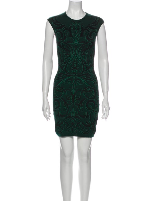 Alexander McQueen Lace Pattern Mini Dress Green