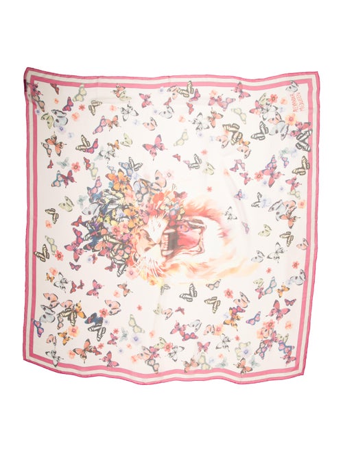 Alexander McQueen Butterfly Silk Scarf Pink