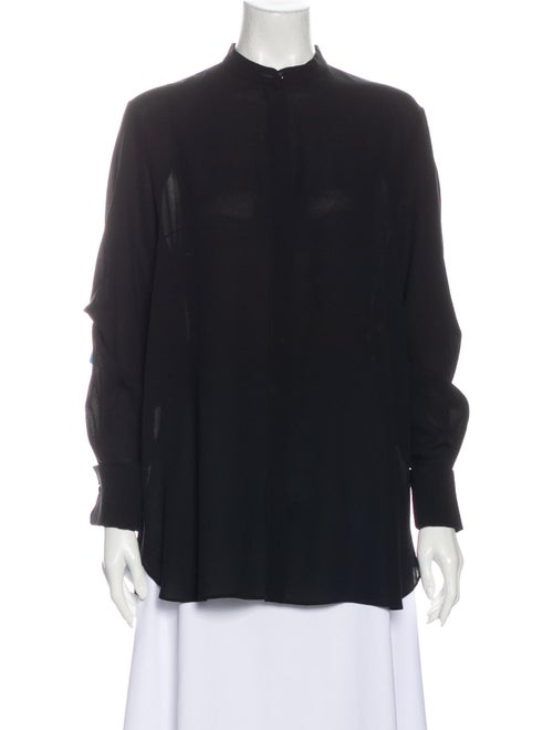 Alexander McQueen Silk Mock Neck Blouse Black