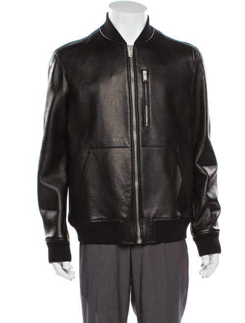 Alexander McQueen Leather Bomber Jacket Black