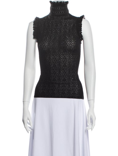 Alexander McQueen Turtleneck Sleeveless Top Black
