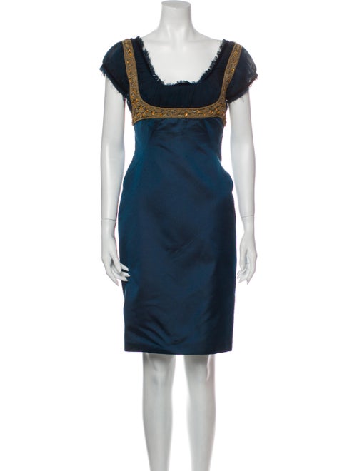 Alexander McQueen Silk Knee-Length Dress Green