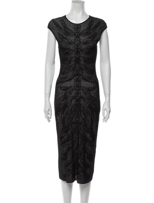 Alexander McQueen Lace Pattern Long Dress Black