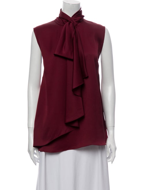 Alexander McQueen Mock Neck Sleeveless Blouse Red