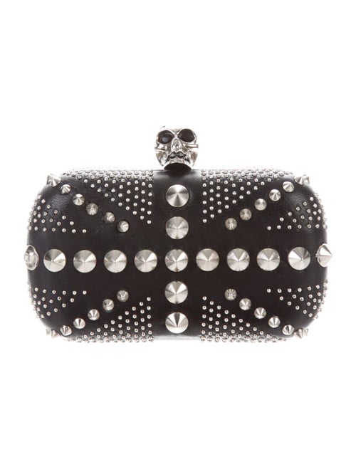 Alexander McQueen Studded Britannia Box Clutch Sil