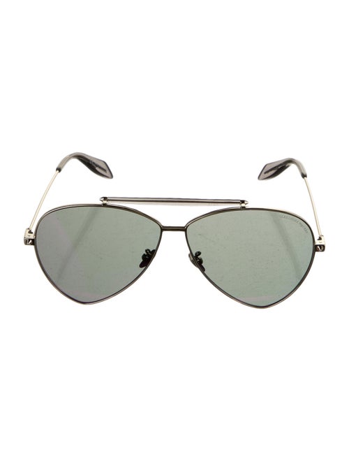 Alexander McQueen Metal Aviator Sunglasses Silver
