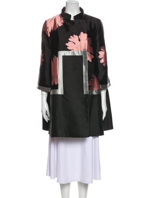 Alexander McQueen Silk Printed Coat Black