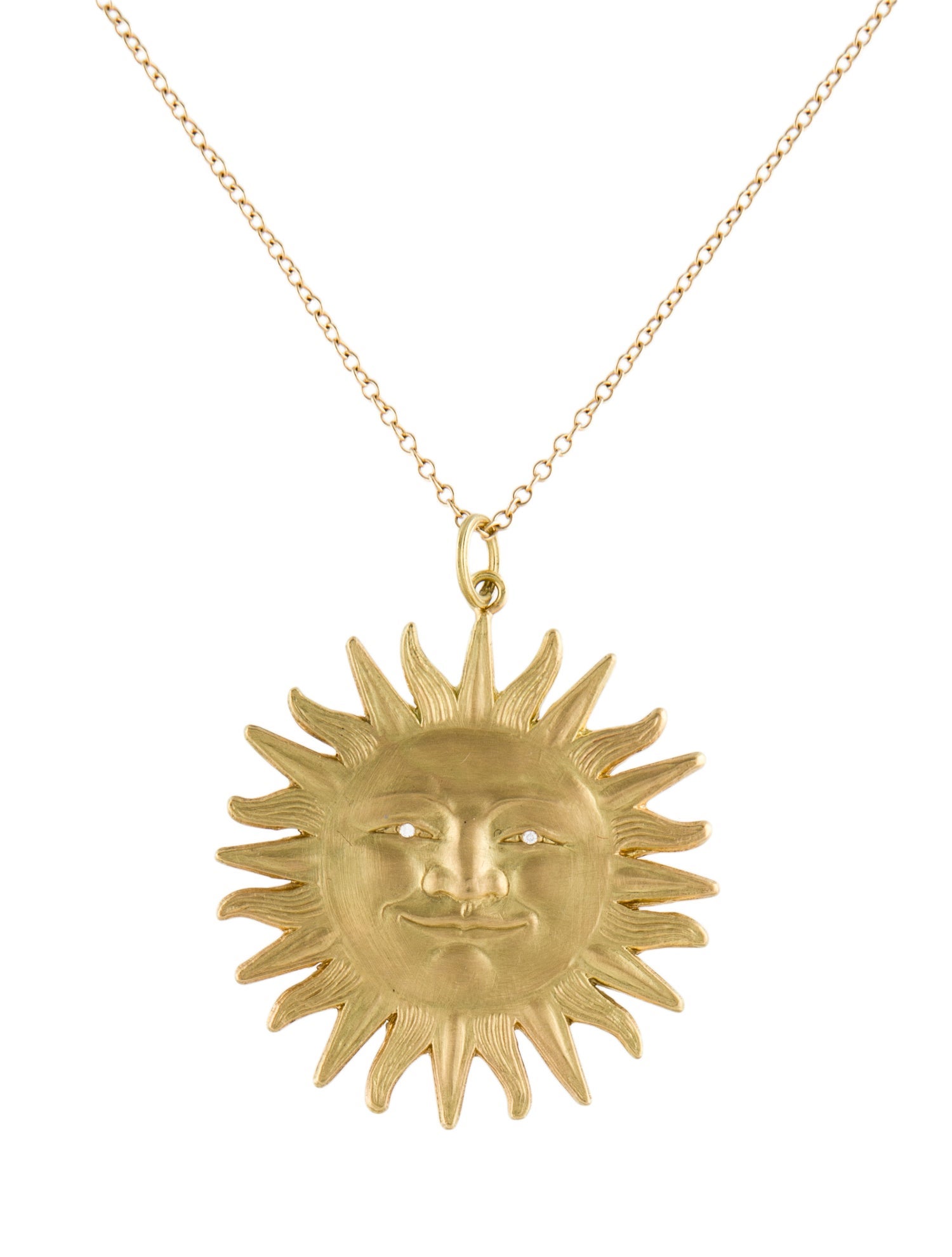 Anthony Lent 18K Diamond Large Sunface Pendant Necklace