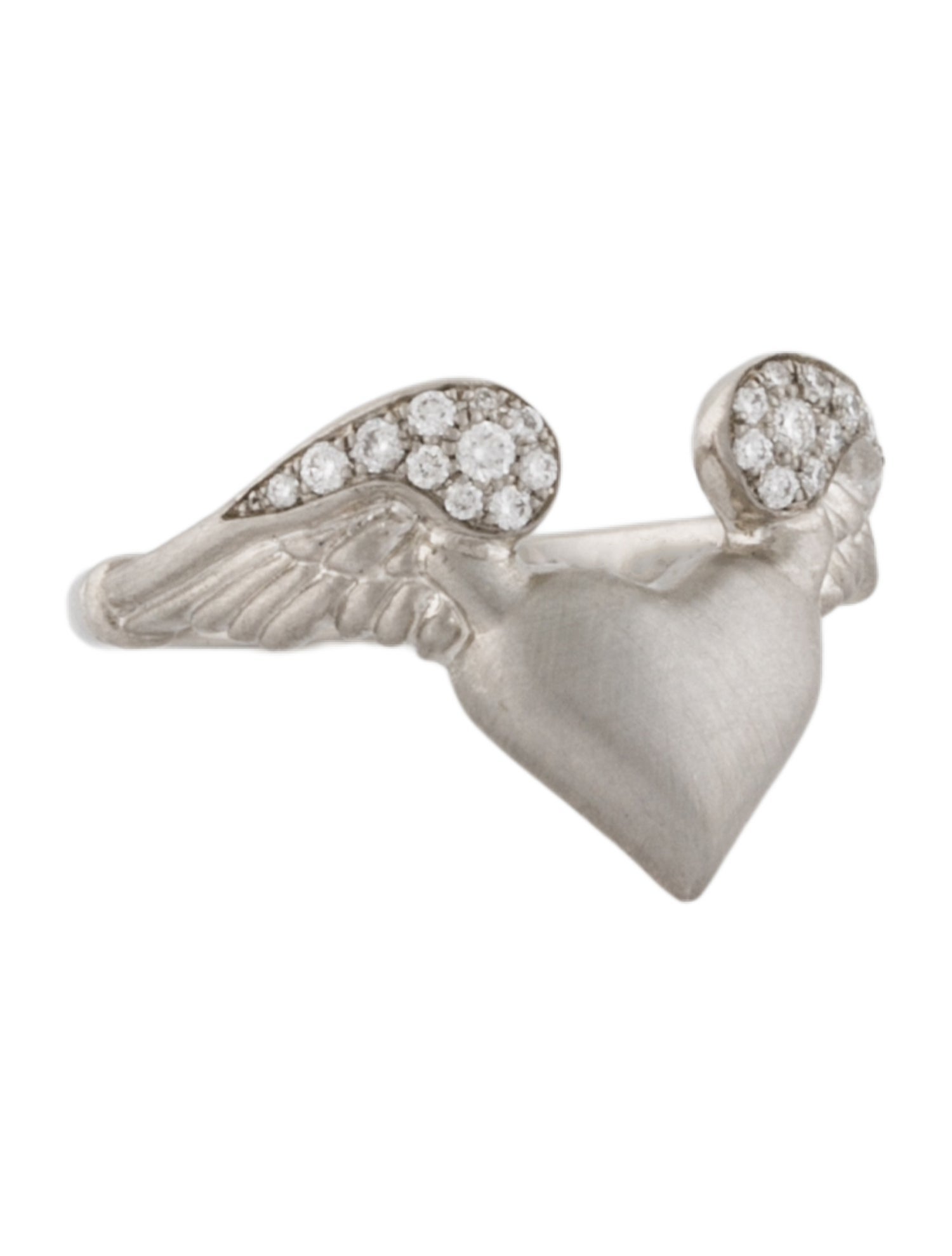 Anthony Lent Platinum Diamond Flying Heart Cocktail Ring