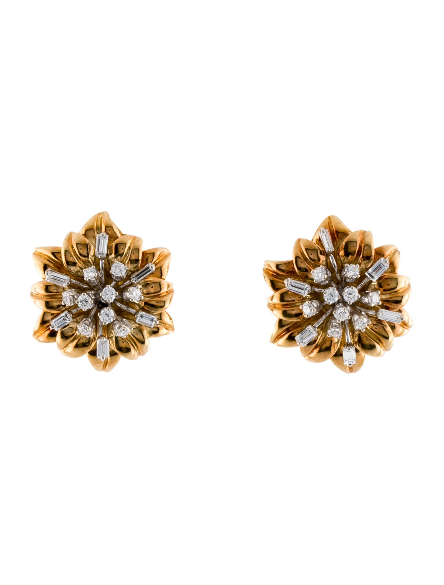 Aletto Brothers 18K 1.85ctw Diamond Flower Clip On Earrings