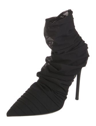 Alevi Mesh Ruffle Embellishment Lace-Up Boots