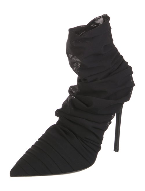 Alevi Mesh Ruffle Embellishment Lace-Up Boots