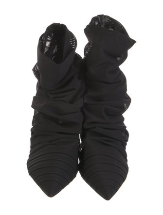 Alevi Mesh Ruffle Embellishment Lace-Up Boots