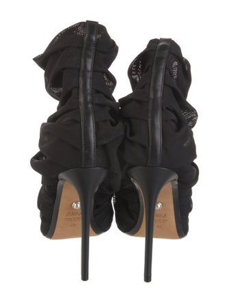 Alevi Mesh Ruffle Embellishment Lace-Up Boots