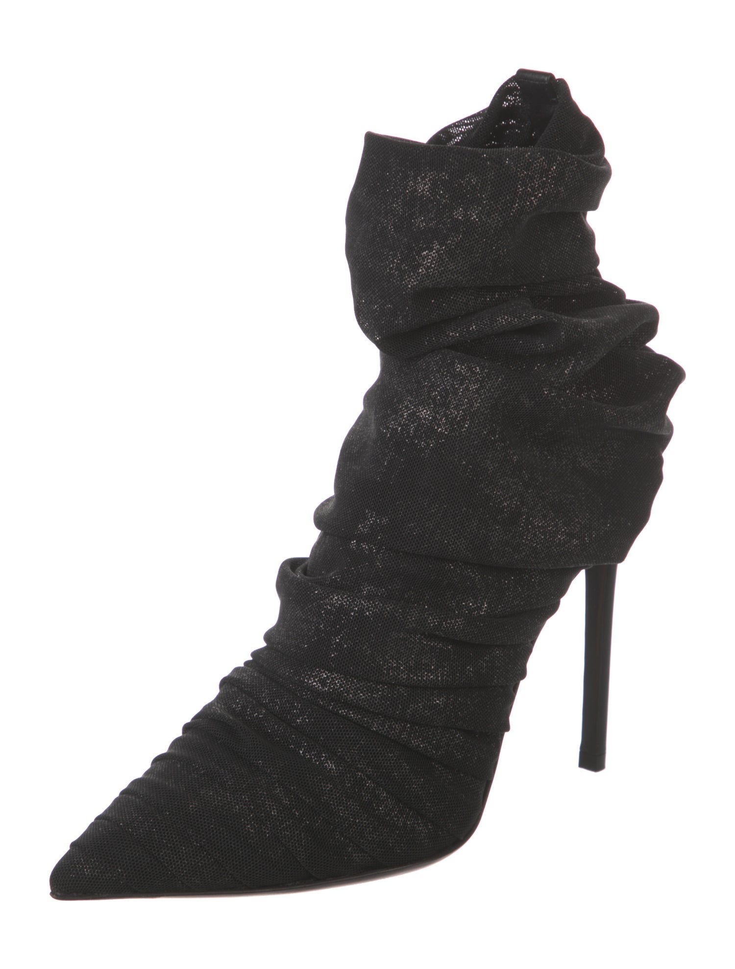 Alevi Mesh Ruffle Embellishment Lace-Up Boots