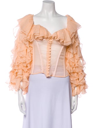 Aliétte Silk Off-The-Shoulder Crop Top