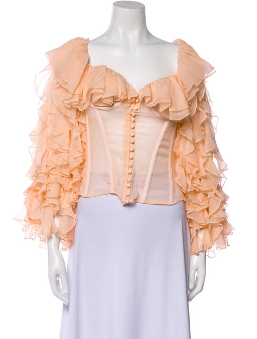 Aliétte Silk Off-The-Shoulder Crop Top