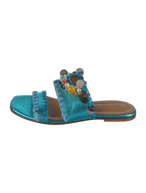 Alameda Turquesa Leather Animal Print Slides