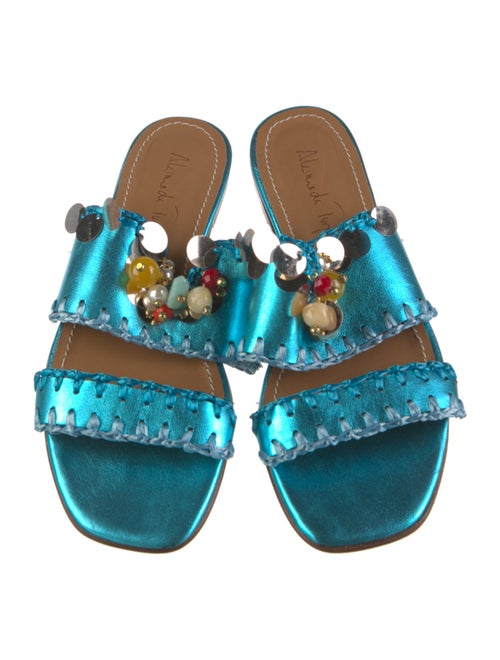 Alameda Turquesa Leather Animal Print Slides