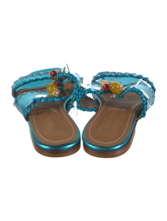 Alameda Turquesa Leather Animal Print Slides