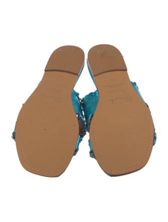 Alameda Turquesa Leather Animal Print Slides