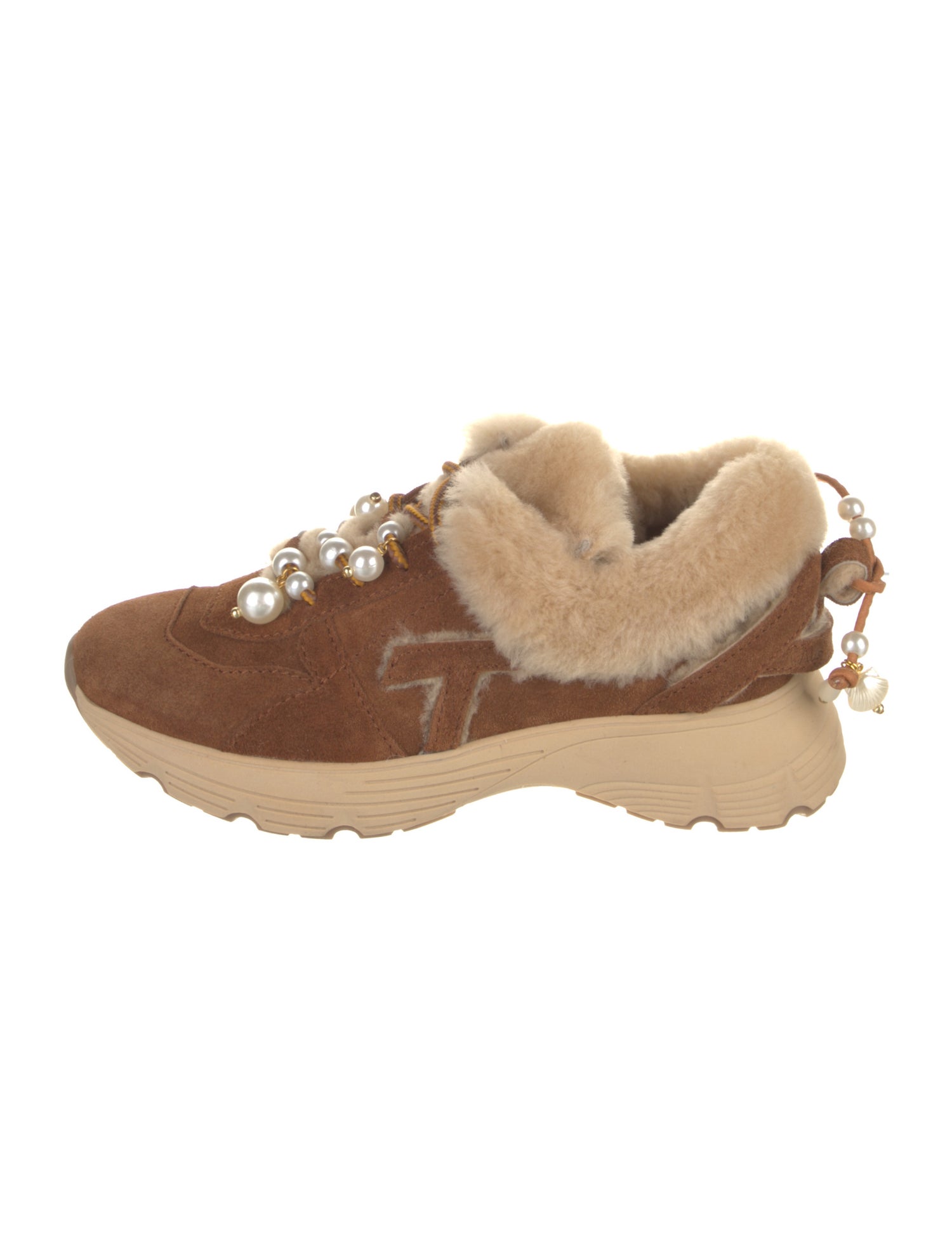 Alameda Turquesa Suede Fur Trim Chunky Sneakers