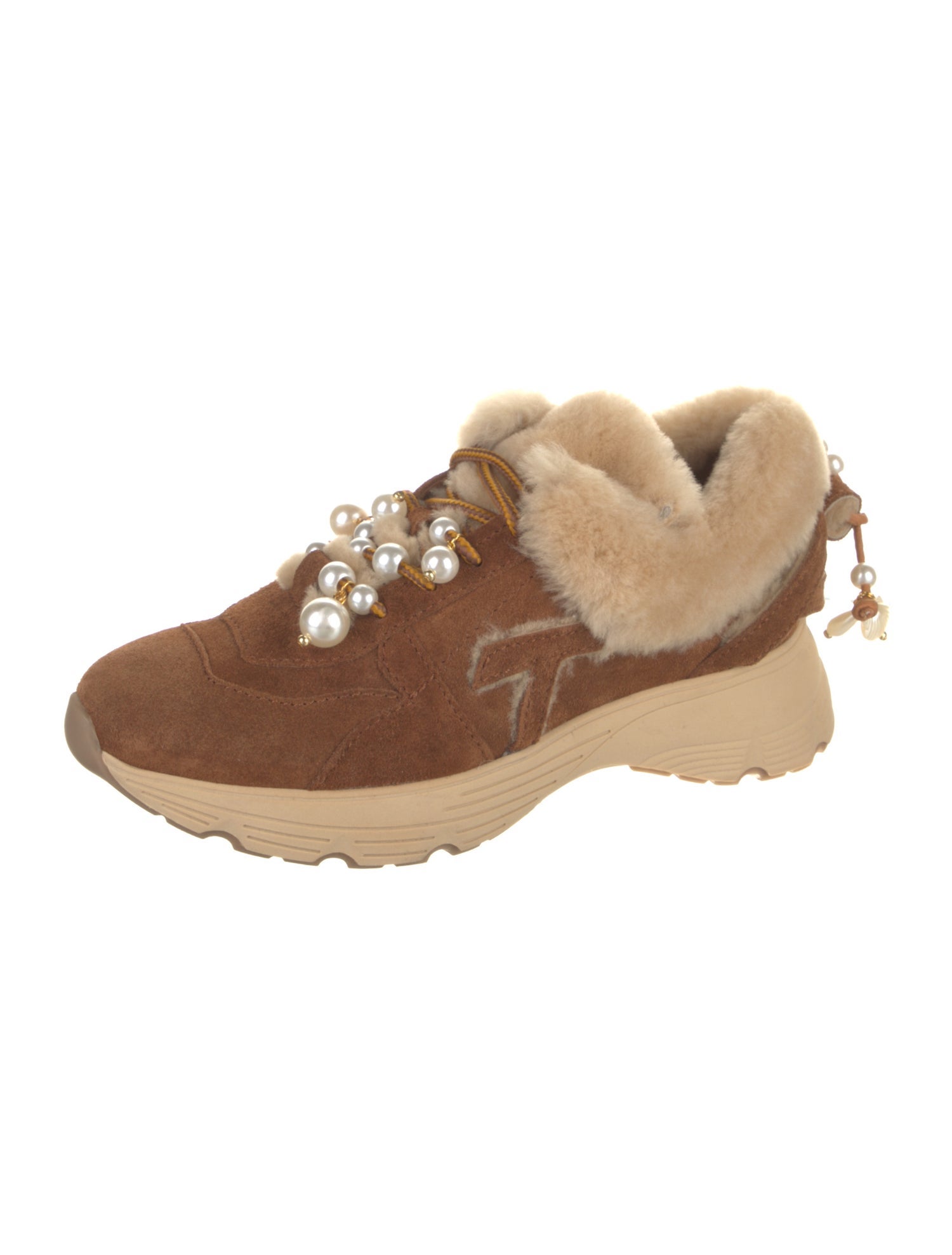 Alameda Turquesa Suede Fur Trim Chunky Sneakers