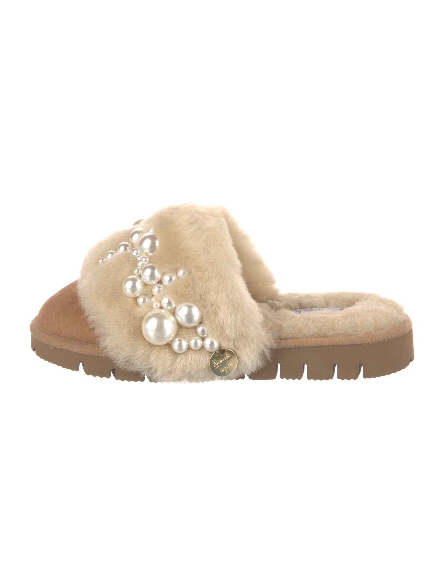 Alameda Turquesa Faux Pearl Accents Fur Mules