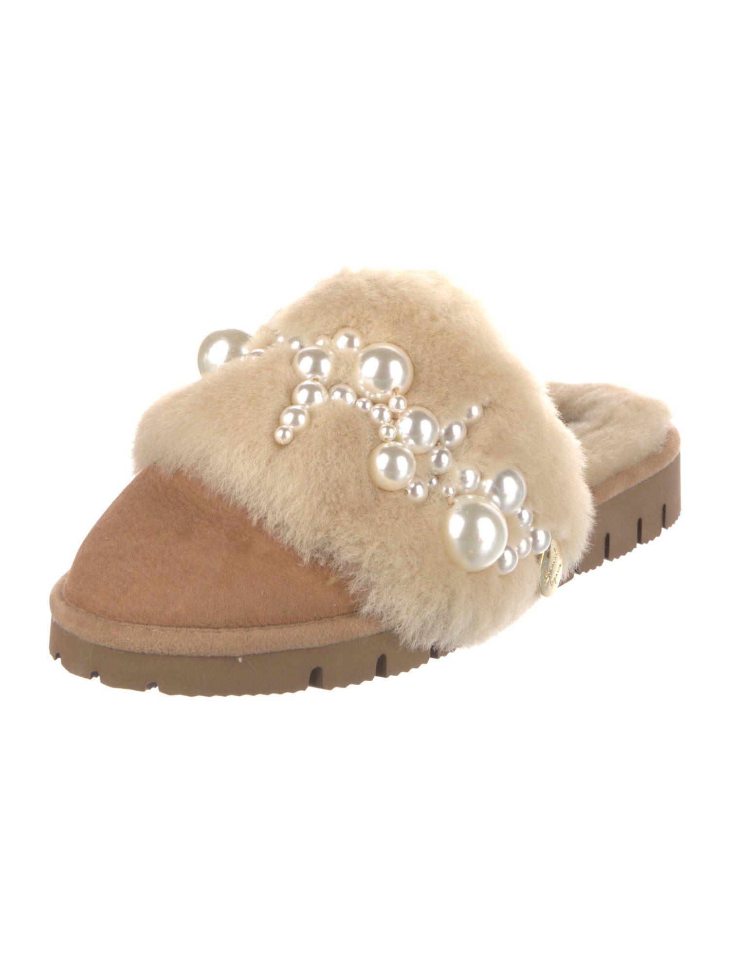 Alameda Turquesa Faux Pearl Accents Fur Mules