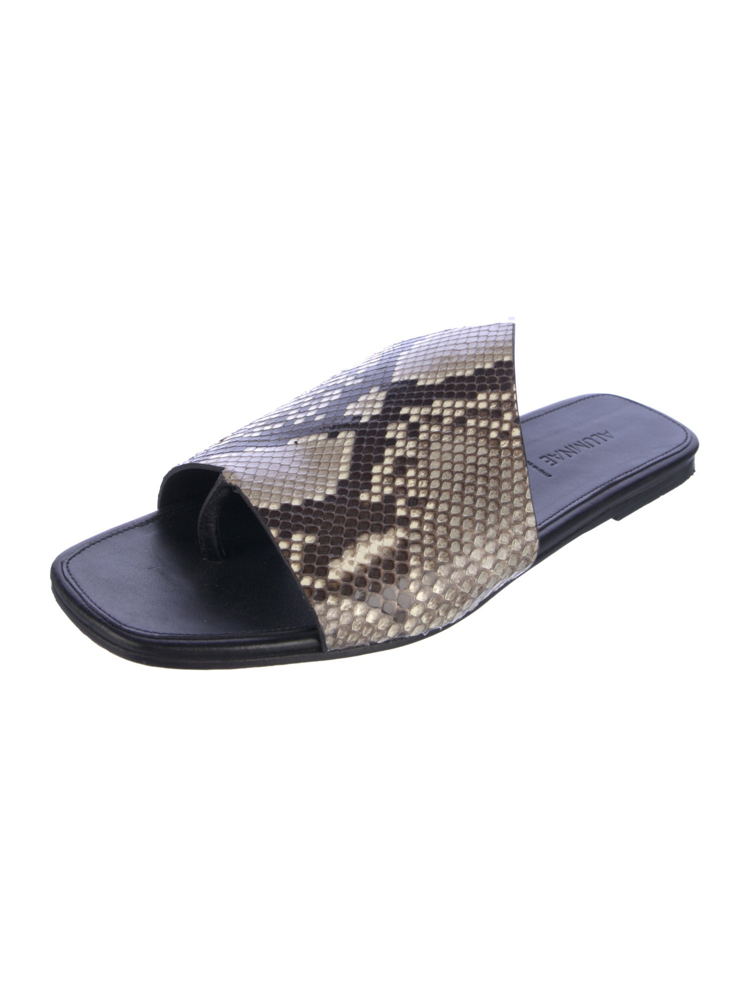 Alumnae Embossed Leather Animal Print Slides