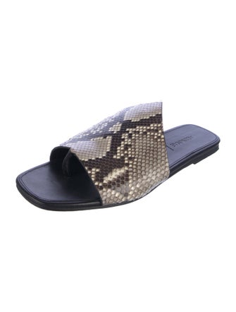 Alumnae Embossed Leather Animal Print Slides
