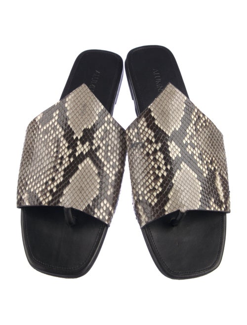 Alumnae Embossed Leather Animal Print Slides
