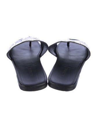 Alumnae Embossed Leather Animal Print Slides